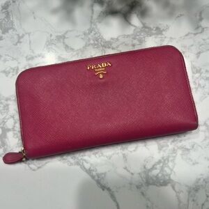 Prada Fuchsia Zip-Around Wallet